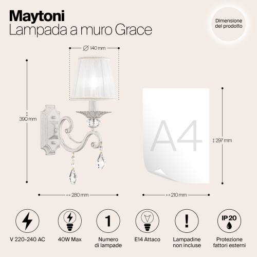 Настенный светильник (бра) Maytoni Grace ARM247-01-G