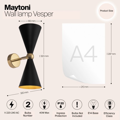 Настенный светильник (бра) Maytoni Vesper MOD108WL-02GB