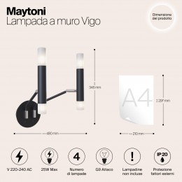 Настенный светильник (бра) Maytoni Vigo MOD620WL-04B