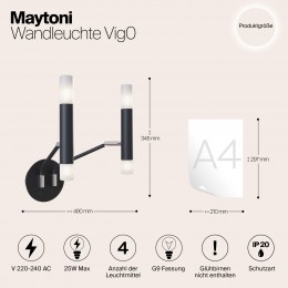 Настенный светильник (бра) Maytoni Vigo MOD620WL-04B