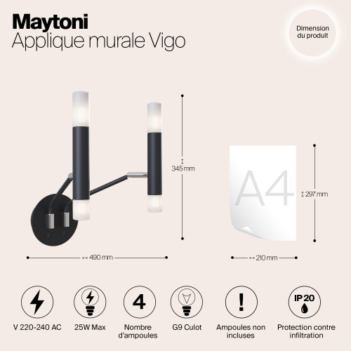 Настенный светильник (бра) Maytoni Vigo MOD620WL-04B