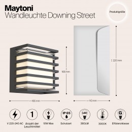 Настенный светильник (бра)  Maytoni Outdoor Downing Street O020WL-L10B4K