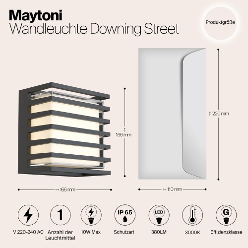Настенный светильник (бра)  Maytoni Outdoor Downing Street O020WL-L10B4K