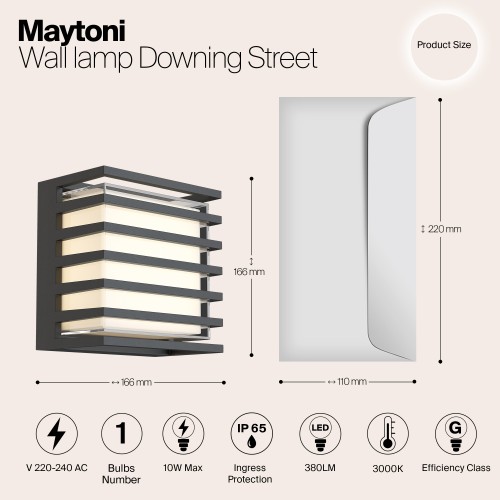 Настенный светильник (бра)  Maytoni Outdoor Downing Street O020WL-L10B4K