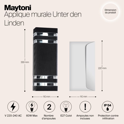 Настенный светильник (бра)  Maytoni Outdoor Unter den Linden O578WL-02B