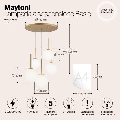 Подвесной светильник Maytoni Basic form MOD321PL-05G1