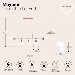Подвесной светильник Maytoni Erich MOD221-PL-05-G