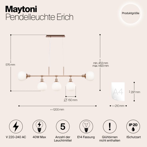 Подвесной светильник Maytoni Erich MOD221-PL-05-G