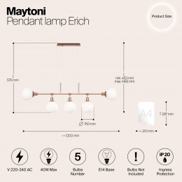 Подвесной светильник Maytoni Erich MOD221-PL-05-G