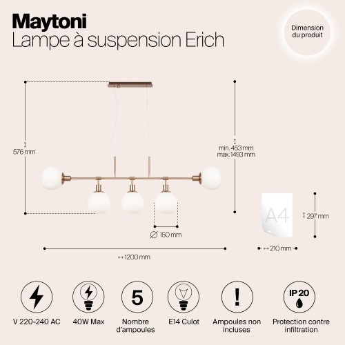 Подвесной светильник Maytoni Erich MOD221-PL-05-G