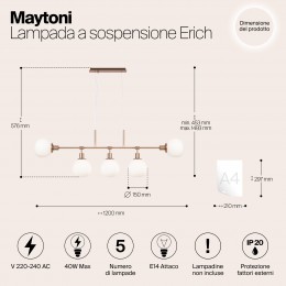 Подвесной светильник Maytoni Erich MOD221-PL-05-G