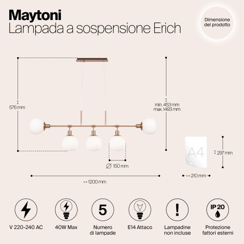 Подвесной светильник Maytoni Erich MOD221-PL-05-G