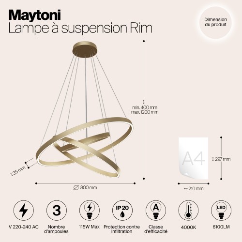 Подвесной светильник Maytoni Rim MOD058PL-L100BS4K
