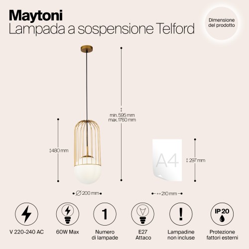 Подвесной светильник Maytoni Telford P363PL-01G