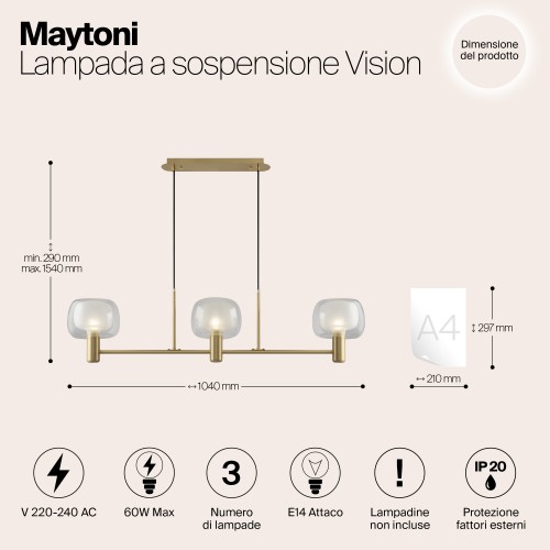 Подвесной светильник Maytoni Vision MOD411PL-03G
