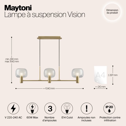 Подвесной светильник Maytoni Vision MOD411PL-03G