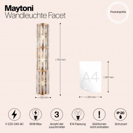 Настенный светильник (бра) Maytoni Facet MOD094WL-03G