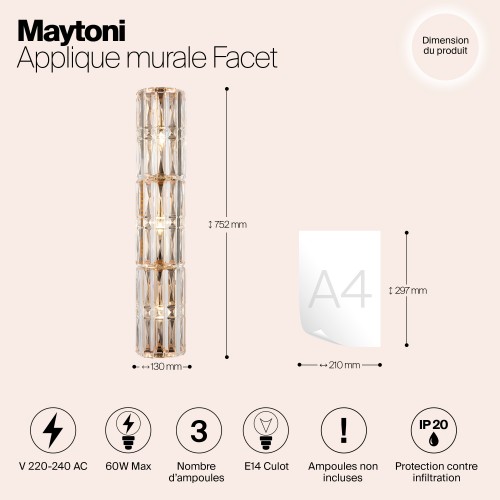 Настенный светильник (бра) Maytoni Facet MOD094WL-03G
