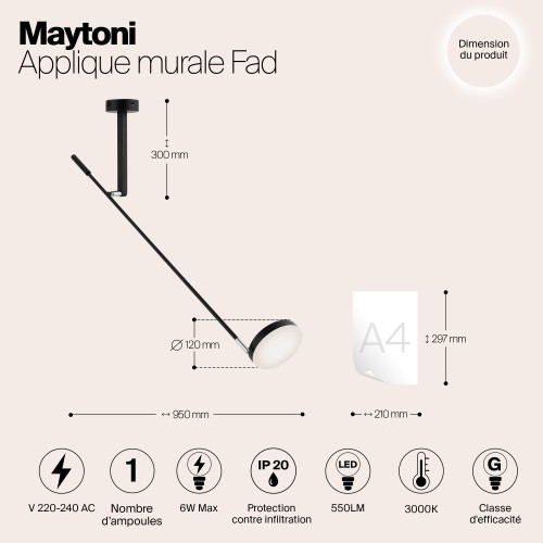 Настенный светильник (бра) Maytoni Fad MOD070WL-L6B3K