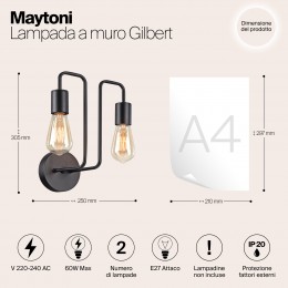 Настенный светильник (бра) Maytoni Gilbert T532WL-02B