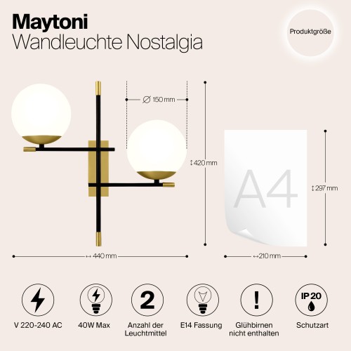 Настенный светильник (бра) Maytoni Nostalgia MOD048WL-02G