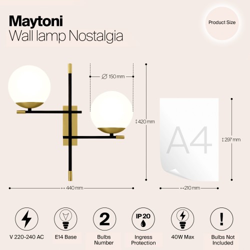 Настенный светильник (бра) Maytoni Nostalgia MOD048WL-02G