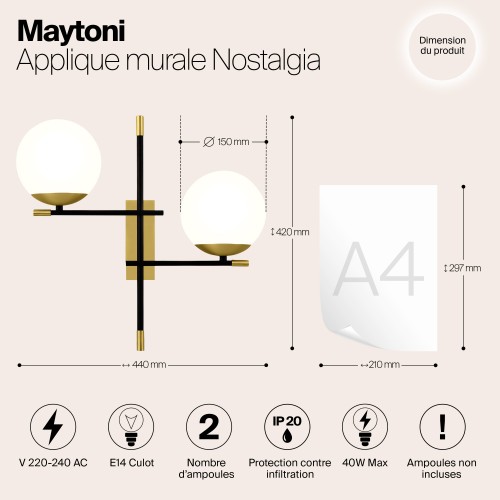 Настенный светильник (бра) Maytoni Nostalgia MOD048WL-02G