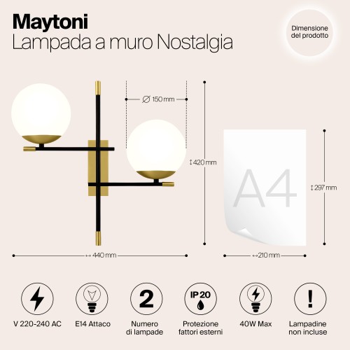 Настенный светильник (бра) Maytoni Nostalgia MOD048WL-02G