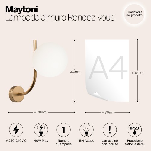 Настенный светильник (бра) Maytoni Rendez-vous MOD109WL-01BS