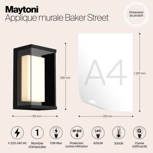 Настенный светильник (бра)  Maytoni Outdoor Baker Street O021WL-L10B4K