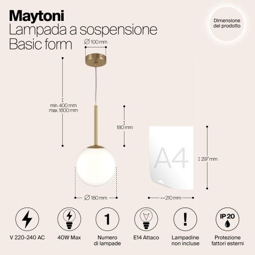 Подвесной светильник Maytoni Basic form MOD321PL-01G2