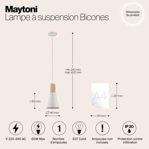 Подвесной светильник Maytoni Bicones P359-PL-140-W
