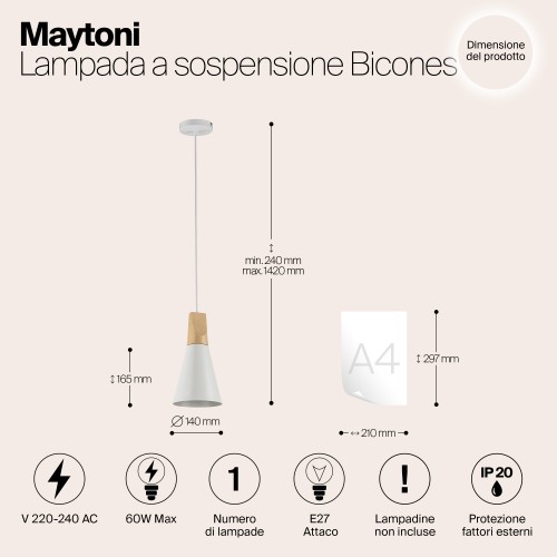 Подвесной светильник Maytoni Bicones P359-PL-140-W