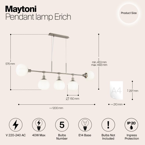 Подвесной светильник Maytoni Erich MOD221-PL-05-N