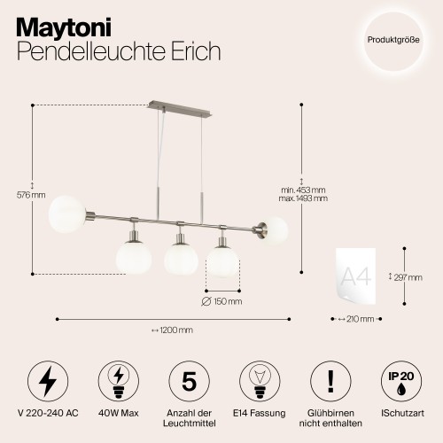 Подвесной светильник Maytoni Erich MOD221-PL-05-N