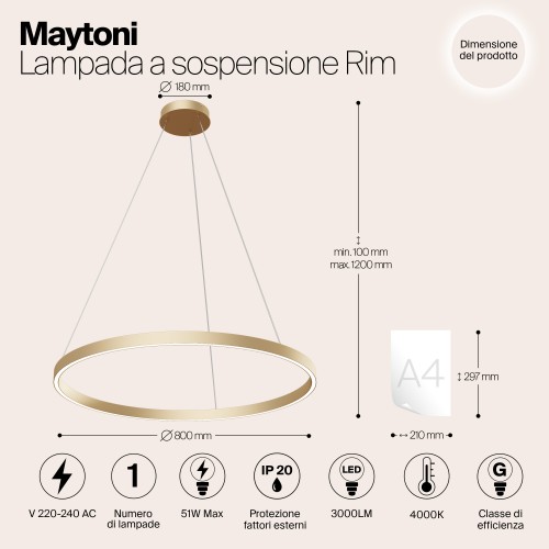 Подвесной светильник Maytoni Rim MOD058PL-L42BS4K