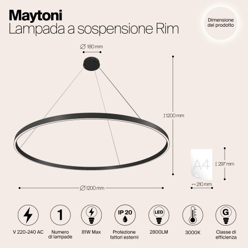 Подвесной светильник Maytoni Rim MOD058PL-L65B3K