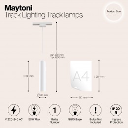 Трековый светильник Technical TR008-1-GU10-W