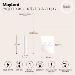Трековый светильник Technical TR008-1-GU10-W
