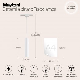 Трековый светильник Technical TR008-1-GU10-W