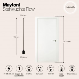Напольный светильник (торшер) Maytoni Flow MOD147FL-L20BK1