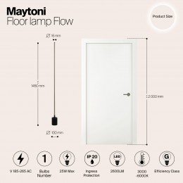 Напольный светильник (торшер) Maytoni Flow MOD147FL-L20BK1