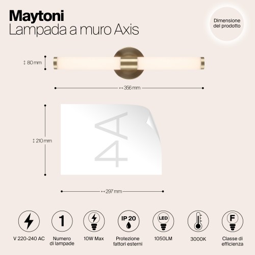 Настенный светильник (бра) Maytoni Axis MOD106WL-L10G3K