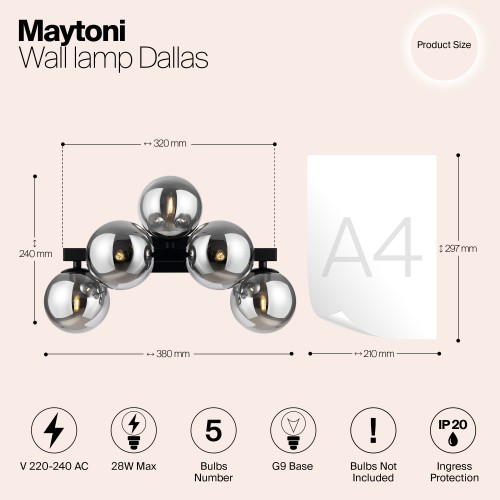 Настенный светильник (бра) Maytoni Dallas MOD547WL-05B