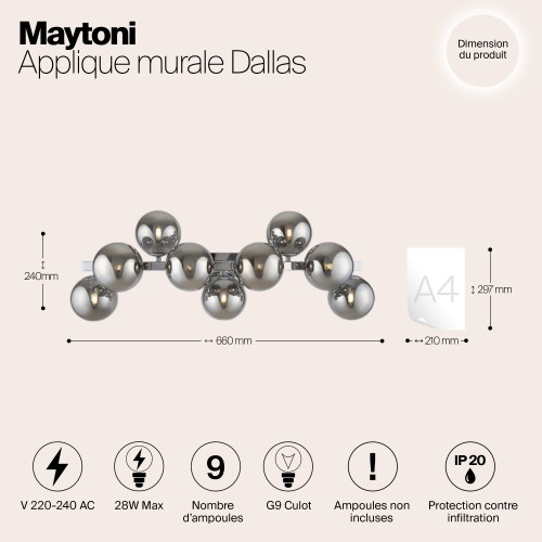 Настенный светильник (бра) Maytoni Dallas MOD547WL-09CH