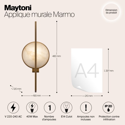 Настенный светильник (бра) Maytoni Marmo MOD099WL-01G