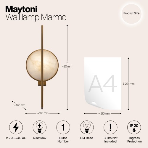 Настенный светильник (бра) Maytoni Marmo MOD099WL-01G