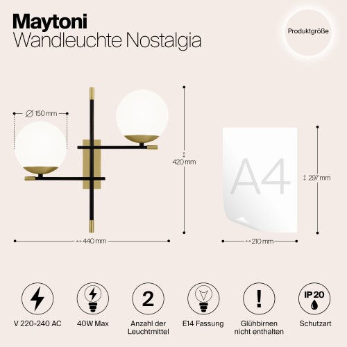 Настенный светильник (бра) Maytoni Nostalgia MOD050WL-02G