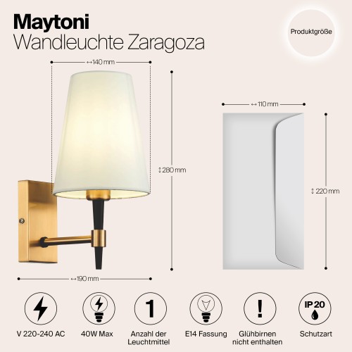 Настенный светильник (бра) Maytoni Zaragoza H001WL-01BS