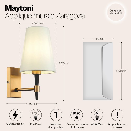 Настенный светильник (бра) Maytoni Zaragoza H001WL-01BS